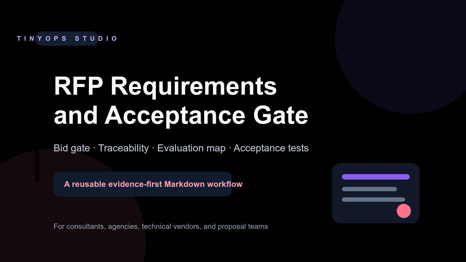 Proposal requirements mapped to evidence and acceptance gates